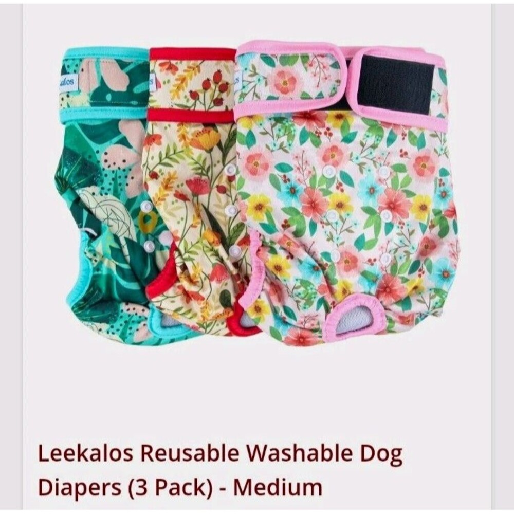 NEW Leekalos Reusable Washable Dog Diapers (3-Pack)